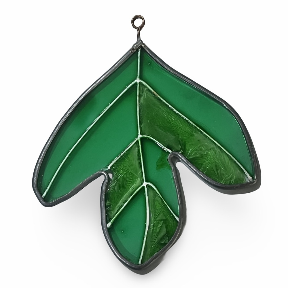 Vintage Tulip Tree Leaf Stained Glass Sun Catcher - Picture 2 of 3